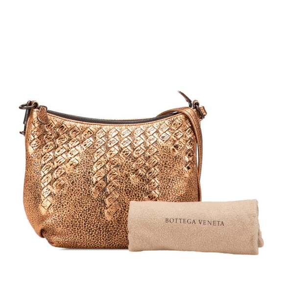 BOTTEGA VENETA Brown Leather Intrecciato Shoulder Bag